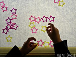 Constellations for kids - on the light table