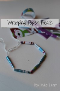 reusing wrapping paper to make beads