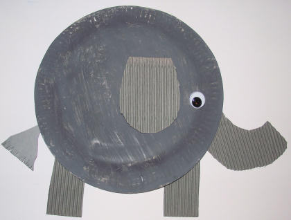 kid made elephants from paper plates