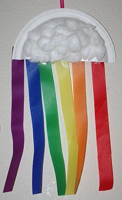 rainbow streamers hanging from cut cloud plate