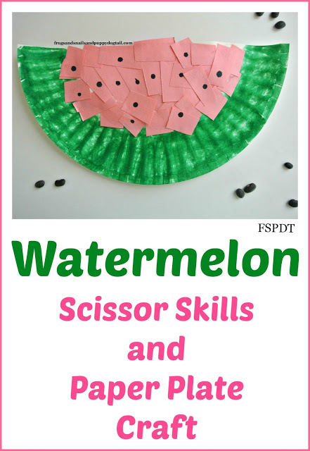a watermelon paper plate craft with seeds by kids