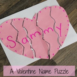 a hear name puzzle valentines day craft