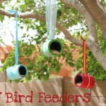 using paint cans as homemade bird feeders for kids