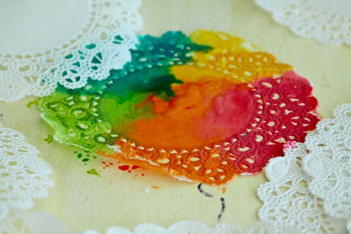watercolor techniques using a doily