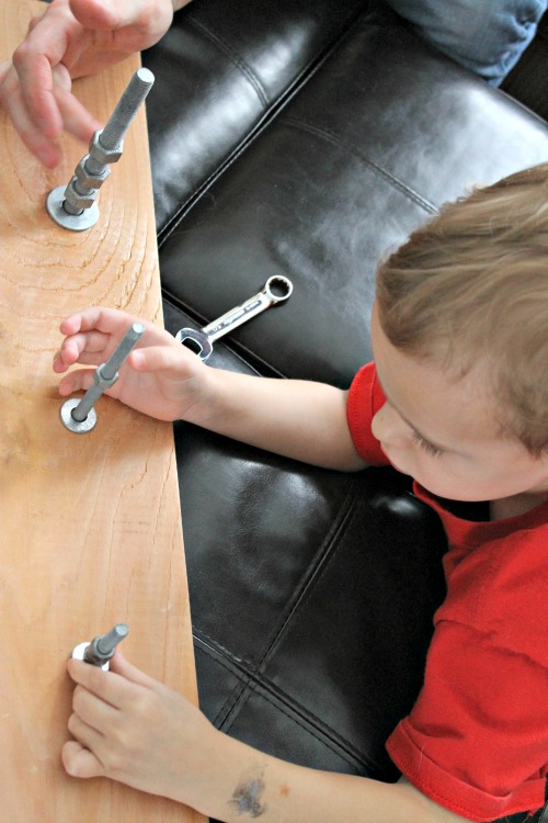 how we learn using nuts, bolts, and wrenches with kids