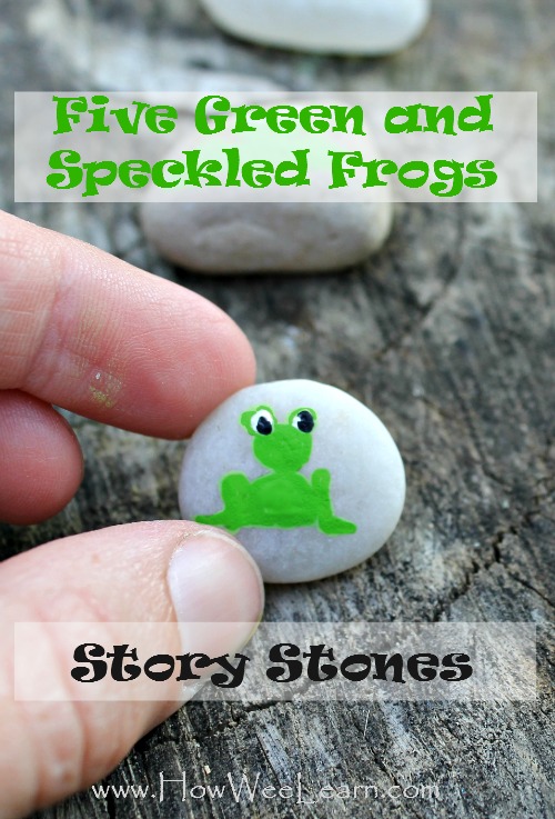five green and speckled frogs