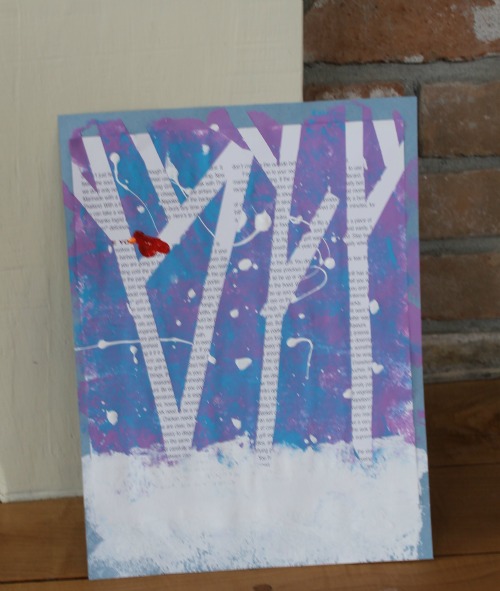 painting a winter tree with kids