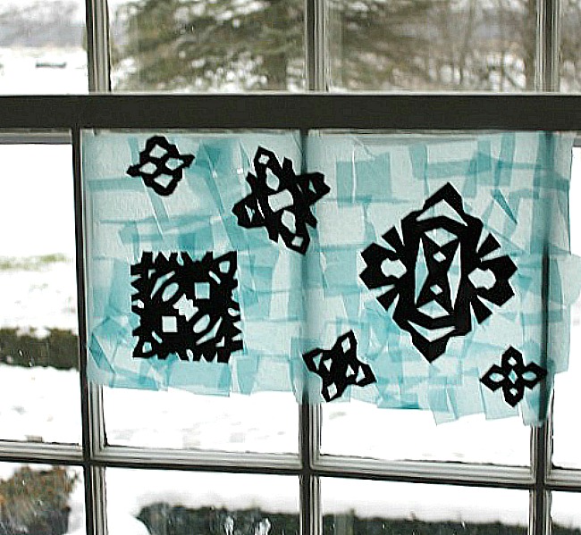 snowflake silhouettes! Beautiful winter art projects for kids.