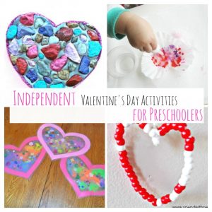 Valentine's day actvities for preschoolers that are completely independent! Perfect heart crafts for toddlers and preschoolers