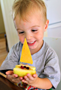 A healthy and fun snack for toddlers - apple boats!