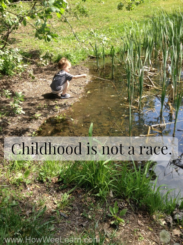A free printable poster, childhood is not a race.