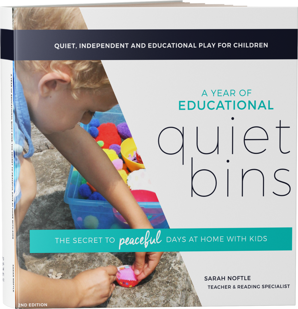 An entire year of educational Quiet Bin ideas for preschoolers and toddlers