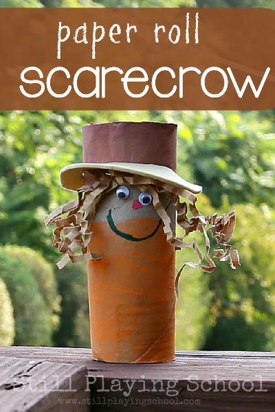 Fall crafts for kids - cardboard tube scarecrows