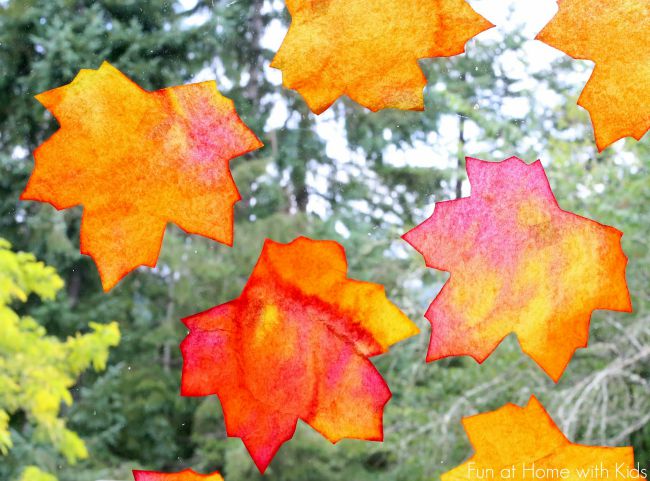Fall crafts for kids - fall leaf sun catchers