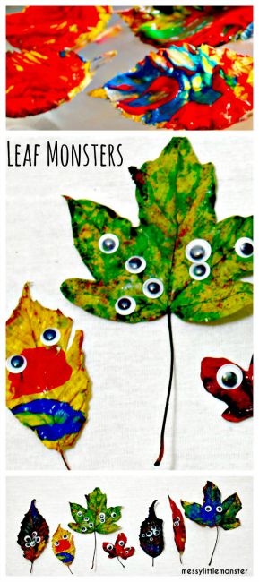 Fall crafts for kids - leaf monsters