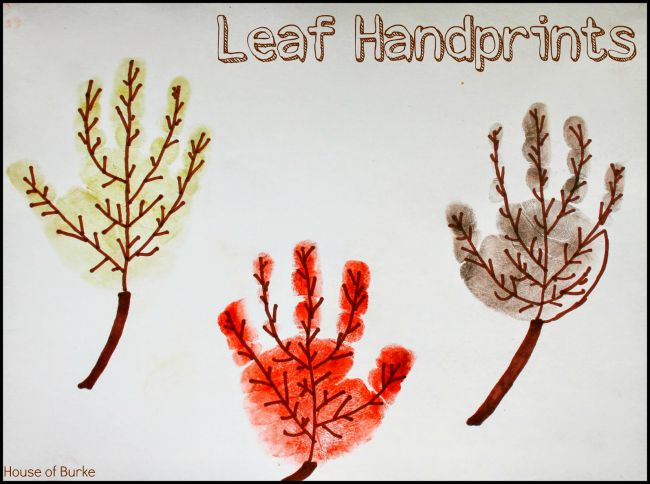 Fall crafts for preschoolers - leaf hand prints
