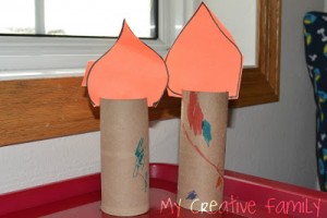 Nursery rhyme crafts for toddlers - cardboard roll candlesticks