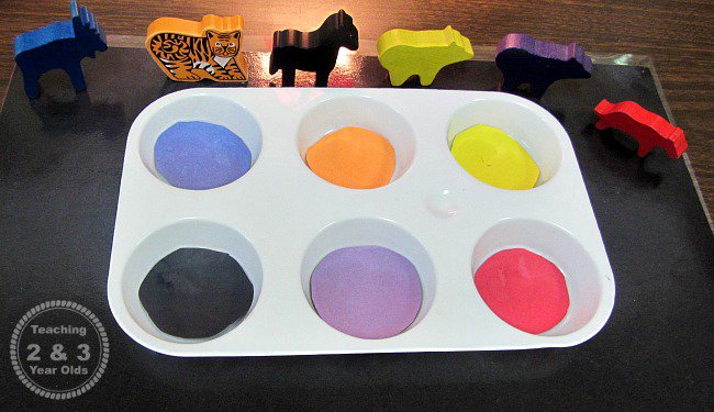 Quiet activities for toddlers - color sorting