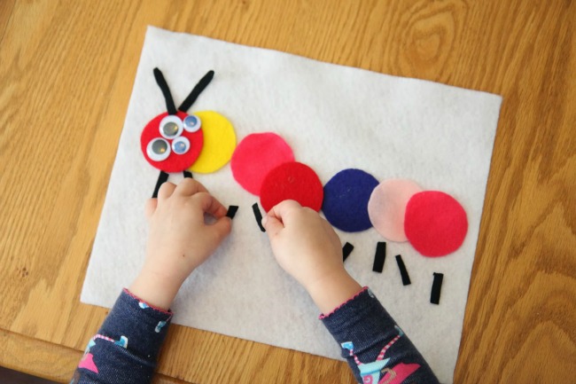 Quiet activities for toddlers - felt caterpillar