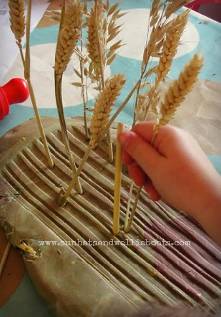 Farm theme activities - farm play dough wheat