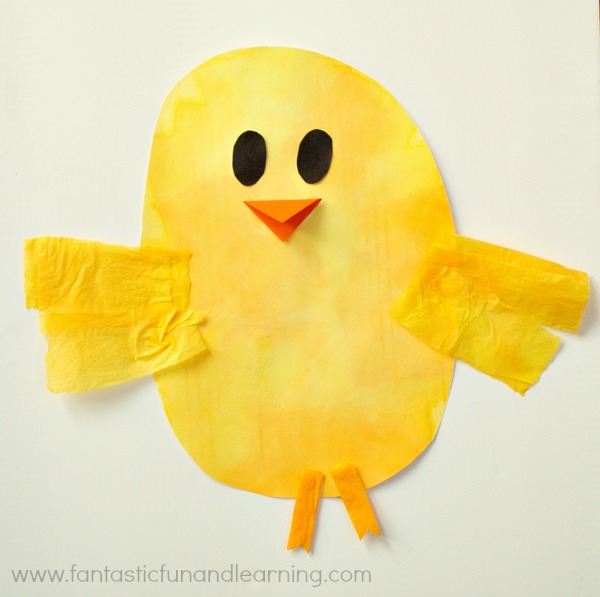 Farm theme activities - tissue paper chick craft