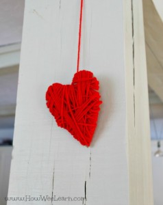 Gifts kids can make - yarn wrapped heart