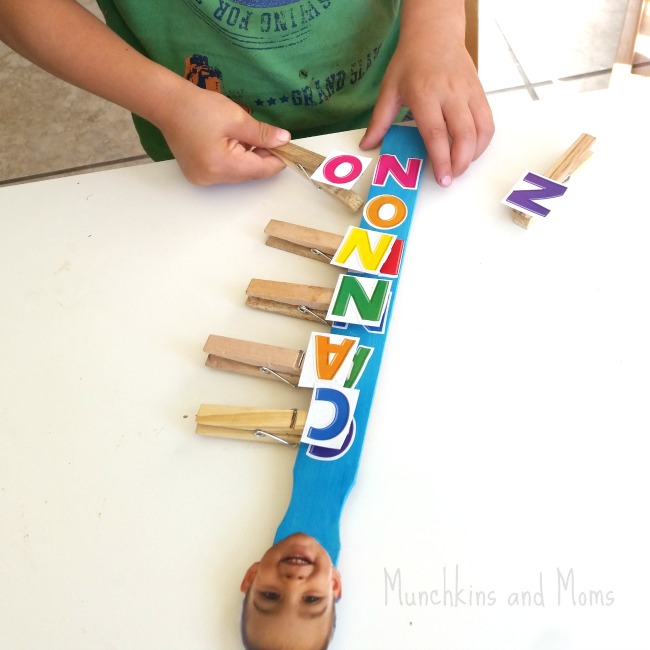 Name activities for preschoolers - clothespin na