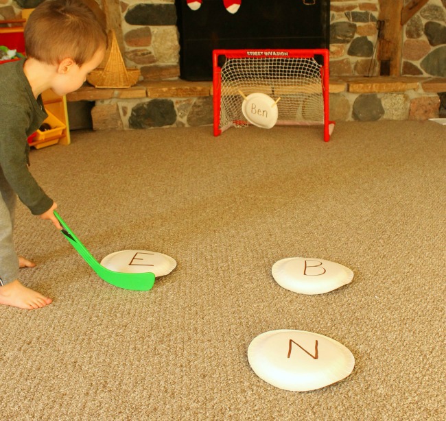 Name activities for preschoolers - name-hockey