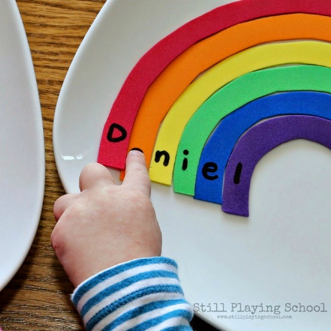 Name activities for preschoolers - rainbow name puzzle