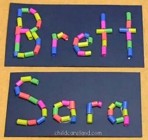 Name activities for preschoolers - straw names