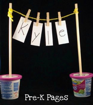 Preschool name games - clothesline names