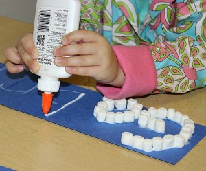 Preschool name games - marshmallow names