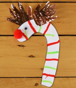 Adorable handprint antler candy cane reindeer!!