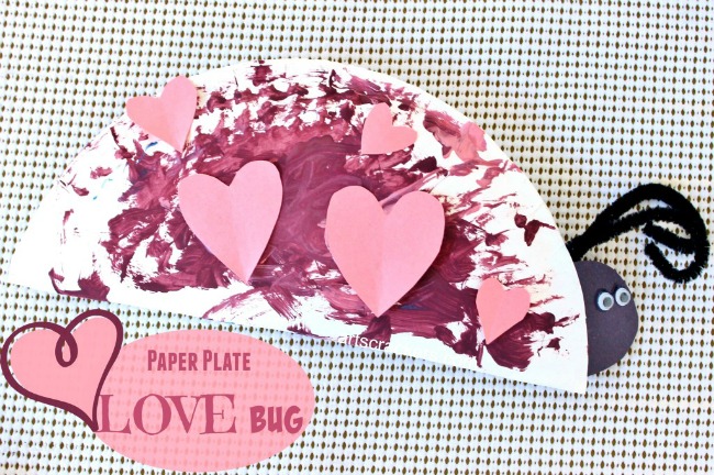 Paper plate valentine crafts - paper plate love bug