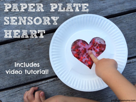 Paper plate valentine crafts - sensory heart craft