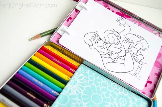 Quiet time activities for car travel - coloring case