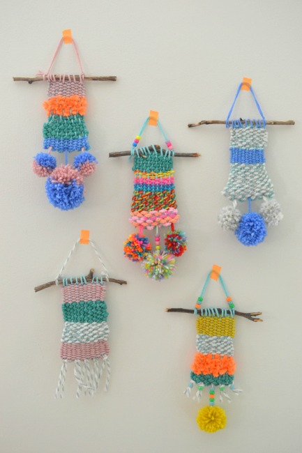 Yarn crafts for kids - cardboard weaving looms