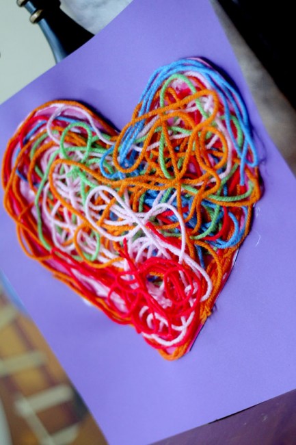 Yarn crafts for kids - yarn heart