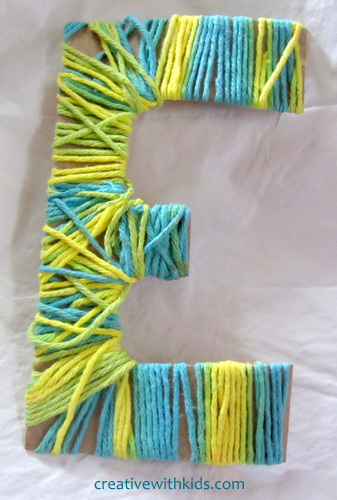 Yarn crafts for kids - yarn wrapped letters