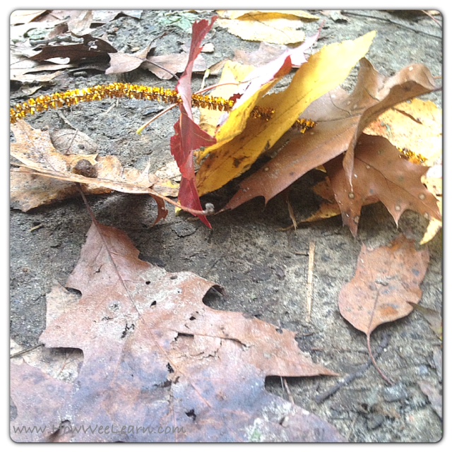 Nature crafts for kids - leaf threading
