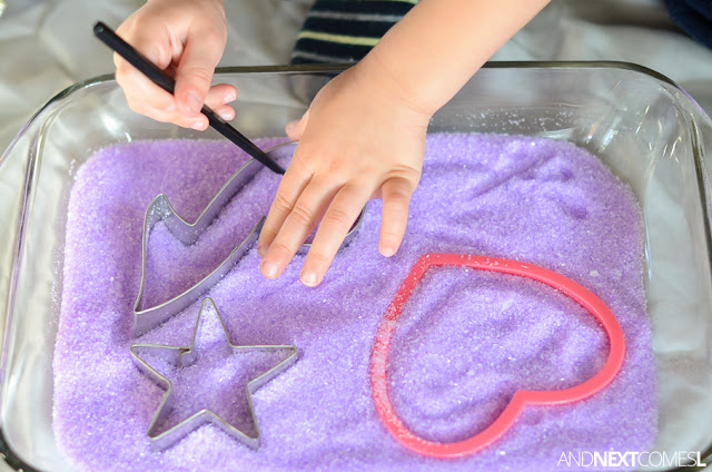 Calming activities for kids - lavender salt tray