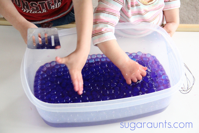 Calming activities for kids - lavender water beads