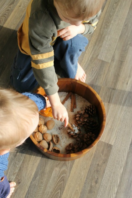 Calming activities for kids - nature sensory bin