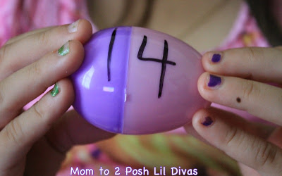 Preschool Easter activities - build a number with plastic eggs
