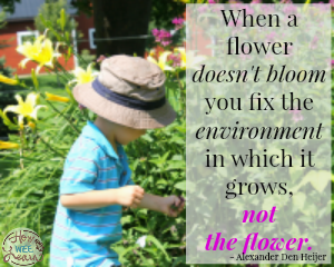 Quote art: When a flower doesn't bllom you fix the environment in which it grows, not the flower. -ADH