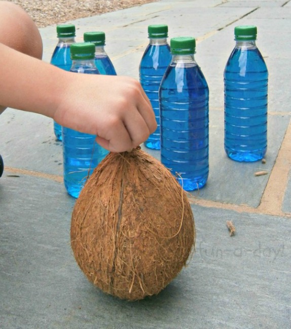 Fun outdoor games for kids - coconut bowling