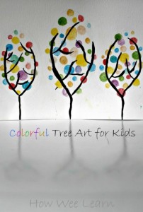 Spring activities for preschoolers - colorful spring tree art
