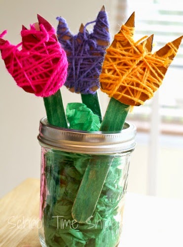 Spring activities for preschoolers - yarn wrapped flowers