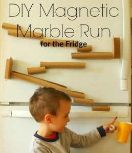 This magnetic marble run made for the fridge is a great quiet time activity!
