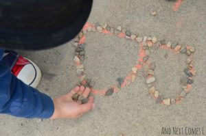 Learning the alphabet this summer - chalk and rocks